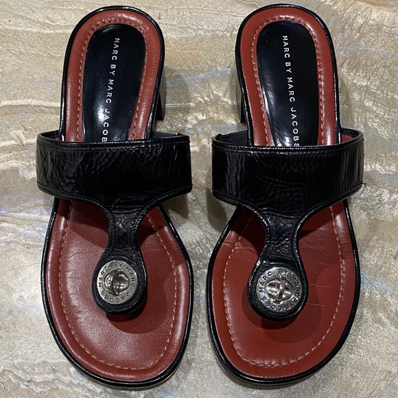 Marc by Marc Jacobs Black & Brown Slide Sandals Size 38 / Preowned (See all Pics - Picture 1 of 14